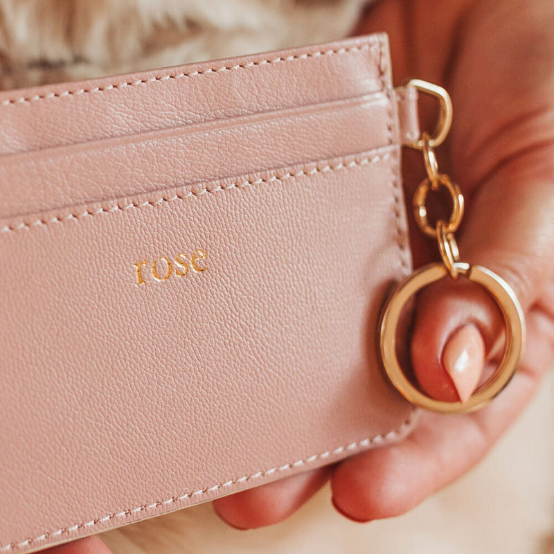 Personalised Blush Leather Card Holder