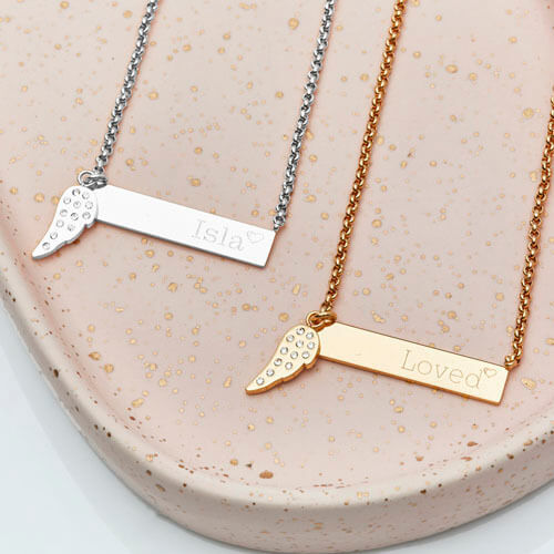 Memorial name plate necklace
