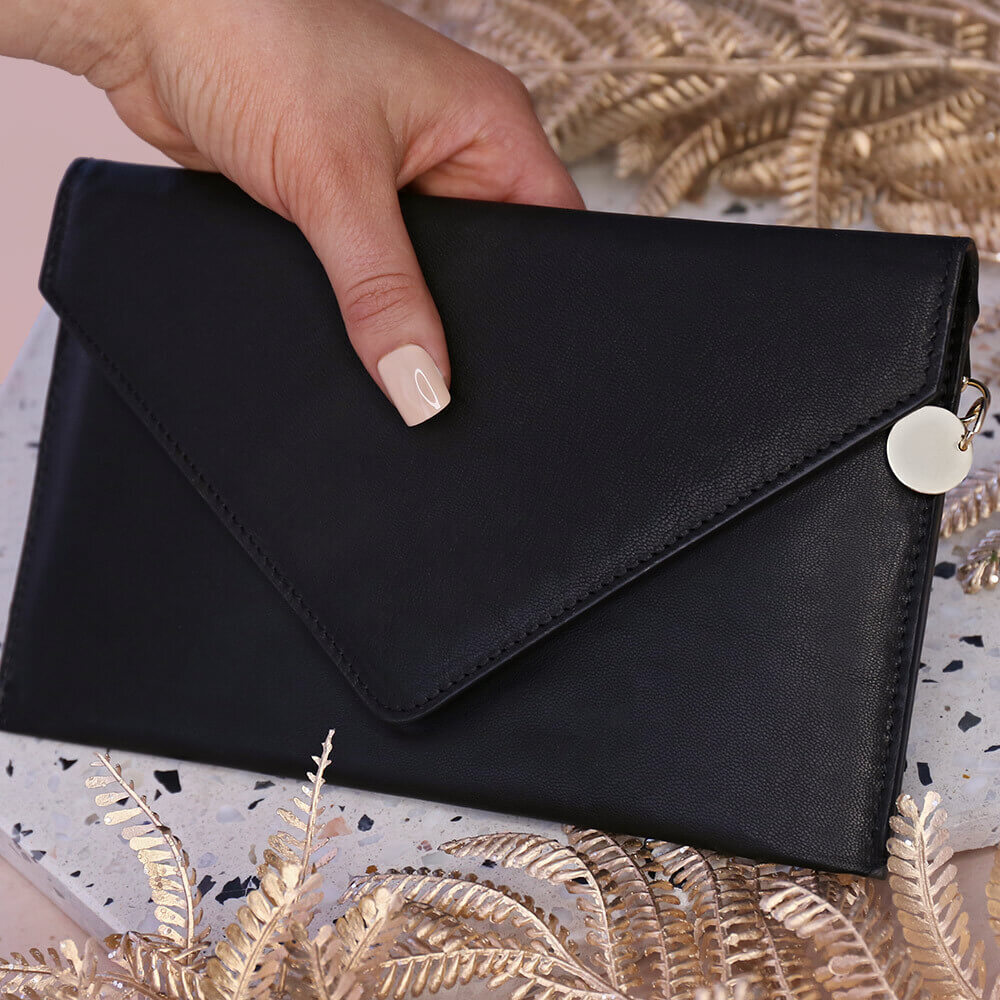 Harper Leather Envelope Clutch Black Gifts Australia