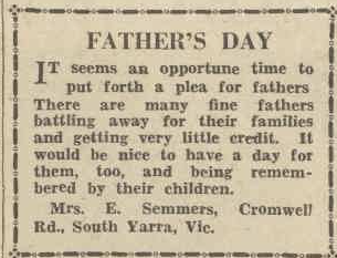 Historical newspaper request for Father's Day 1934