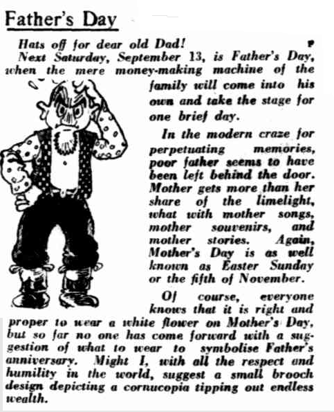 Historical newspaper article Father's Day 1930