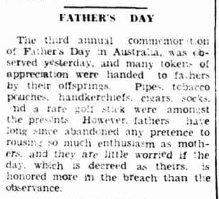 Third annual Father's Day in Australia 1936