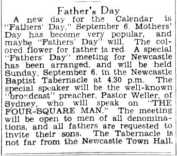 New Calendar Event Father's Day 1936