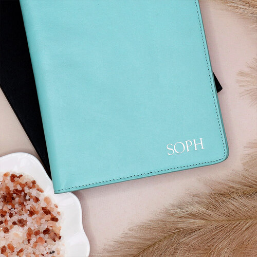 Personalised 'Tiffany Blue' A5 Leather Notebook Holder