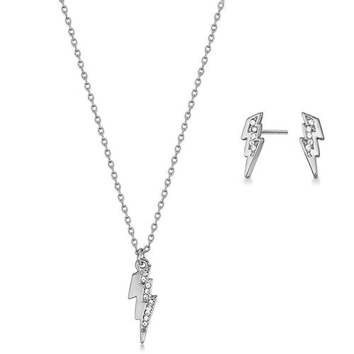 Mini Silver Lightning Necklace With Swarovski® Crystals