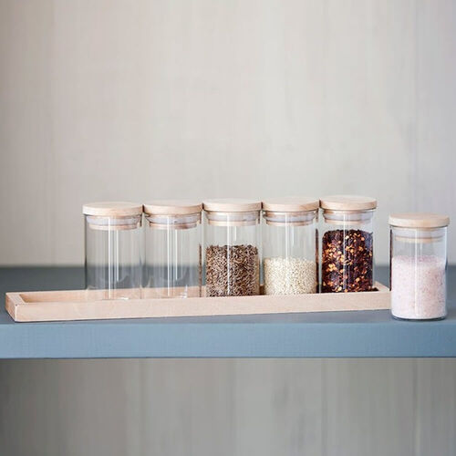 PANTRY Spice Jar Set & Wooden Base