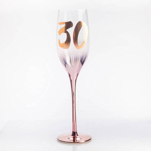 30th Blush Champagne Flute