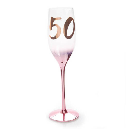 50th Birthday Blush Champagne Flute