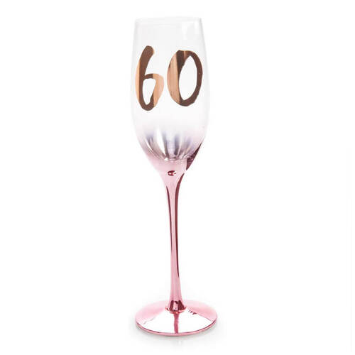 60th Birthday Blush Champagne Flute