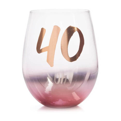 40th Birthday Blush Stemless Glass