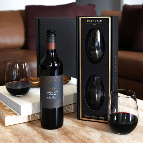 Red Wine & Stemless Wine Glasses Gift Set