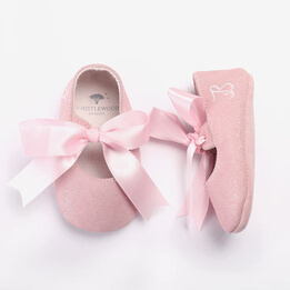 Personalised Pale Pink Leather Baby Shoes in Gift Box