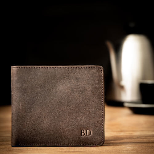 Personalised Brown Leather Billfold Wallet