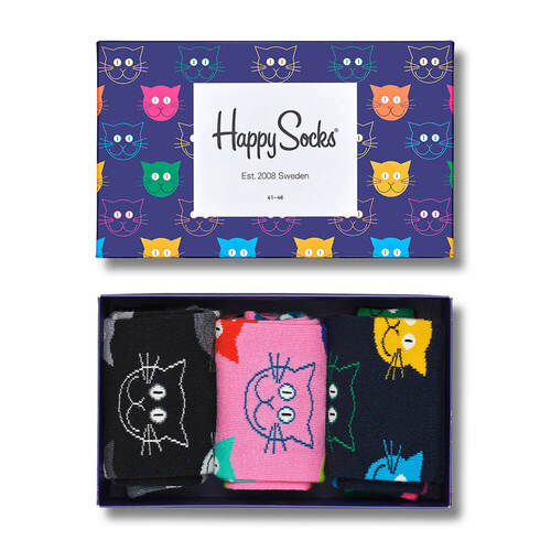 Happy Socks Cat 3 Pack Men's Gift Set