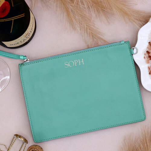 Personalised 'Tiffany Blue' Leather Pouch