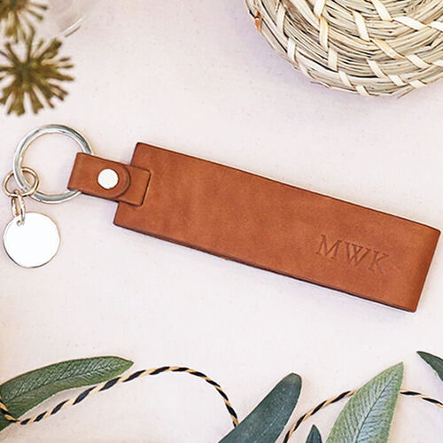 Personalised Women's Tan Leather Keyring