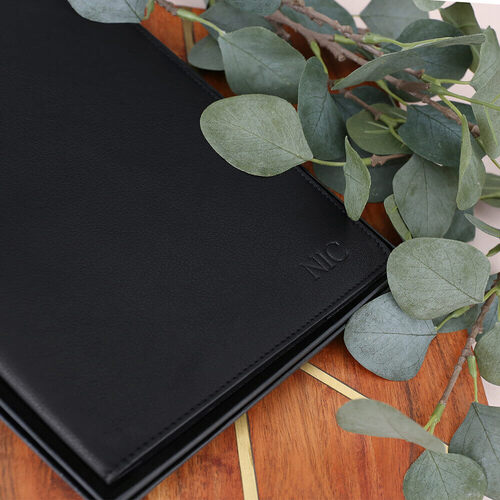 Personalised Black A5 Leather Notebook Holder