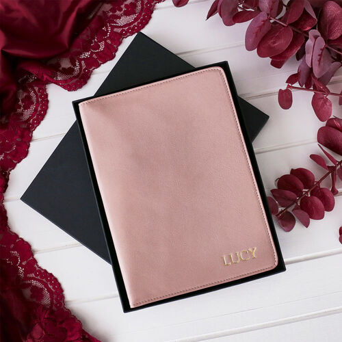 Personalised Blush A5 Leather Notebook Holder