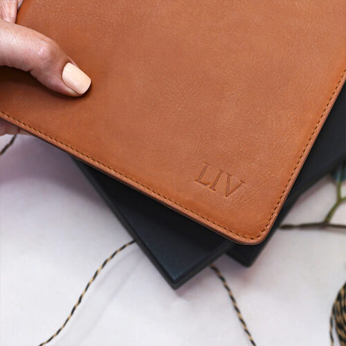 Personalised Tan A5 Leather Notebook Holder