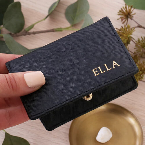 Personalised Black Saffiano Leather Card Holder