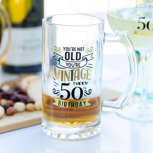 50th Birthday Celebration Beer Glass
