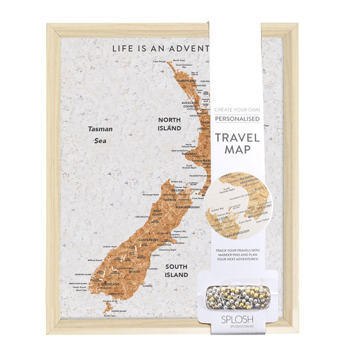 New Zealand Pin Board Travel Map
