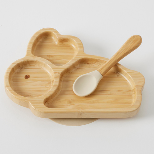 Belle Bamboo Divider Plate & Spoon Set