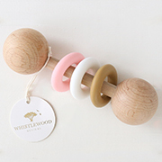 Whistlewood Natural Beechwood Pink Rattle