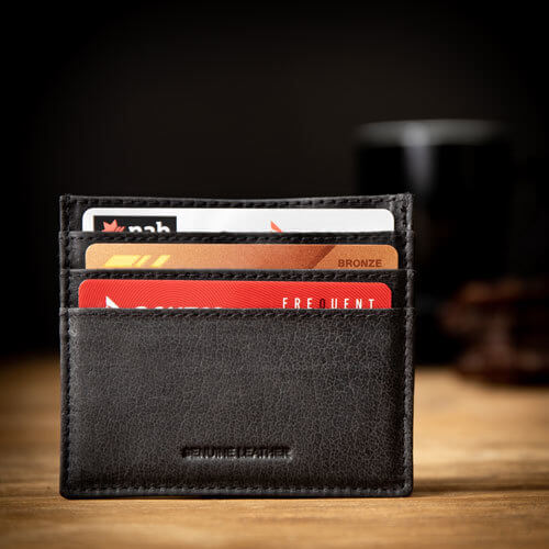 Black Leather Card Holder with Personalised Monogram