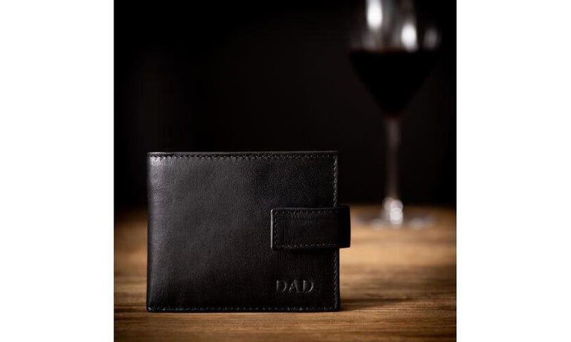 Black Leather Wallet with Monogram