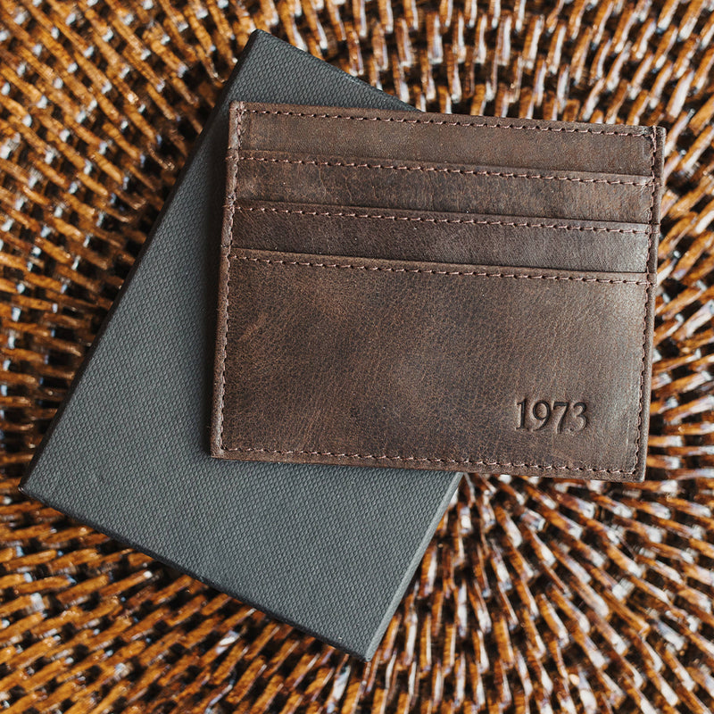 Brown Leather Card Holder with Personalised Monogram