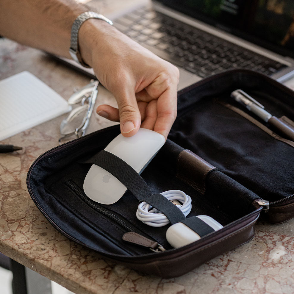 Personalized Tech Case Personalised Brown Travel Tech Case|Gifts Australia