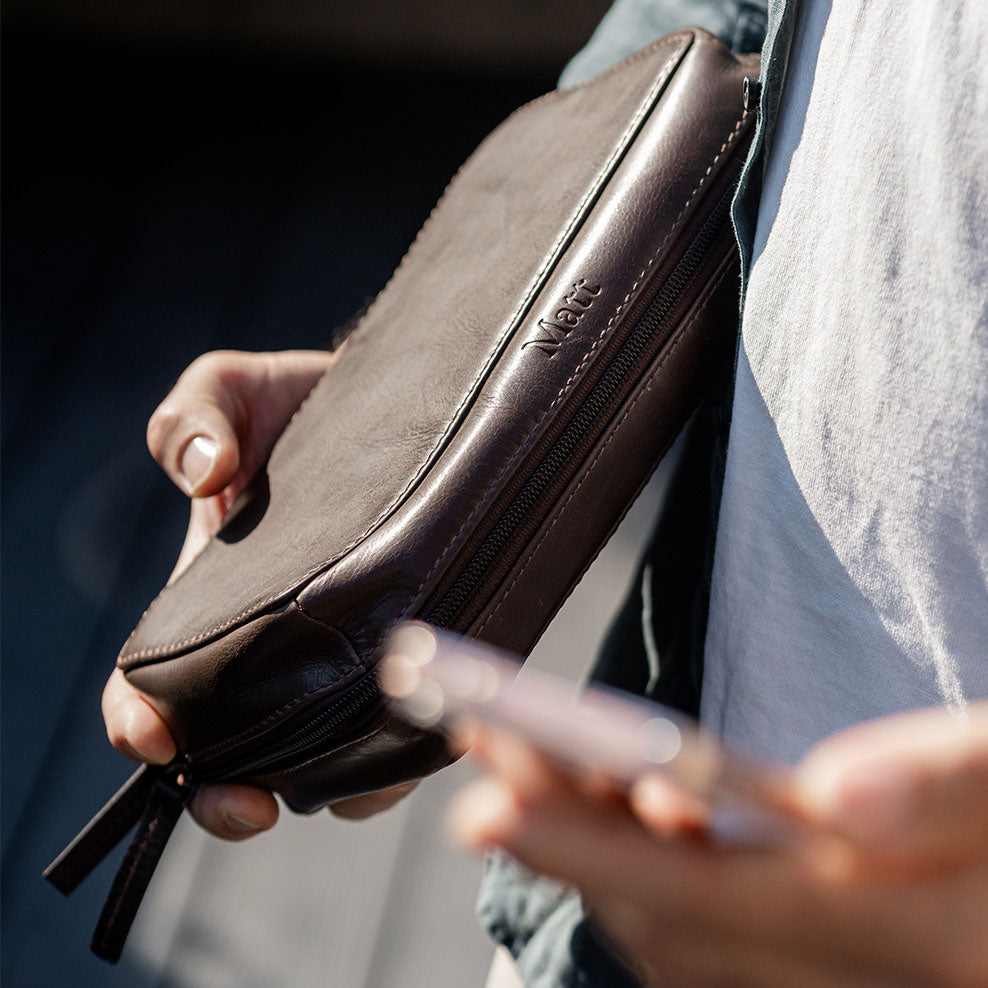 Personalized Tech Case Personalised Brown Travel Tech Case|Gifts Australia