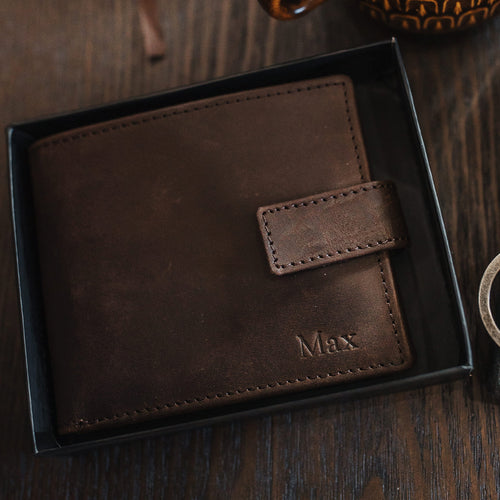 Brown Leather Wallet with Monogram