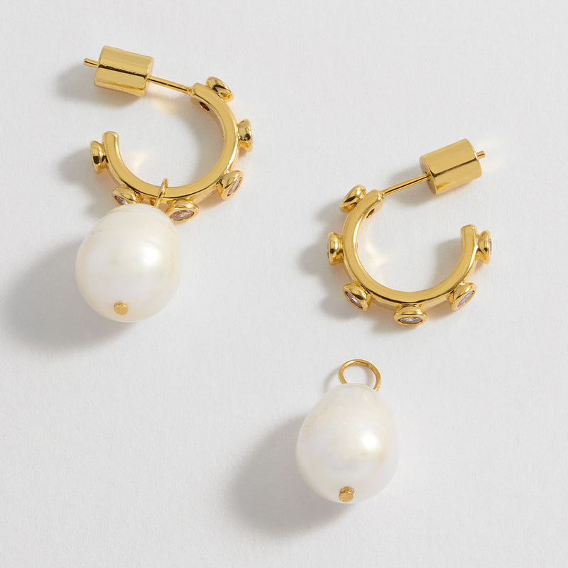 EB Edit- Estella Bartlett Gold Plated Pink Gradient Cubic Zirconia Pearl Drop Hoops