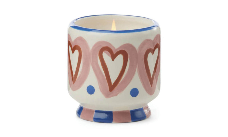 Hearts Ceramic Candle - Rosewood Vanilla