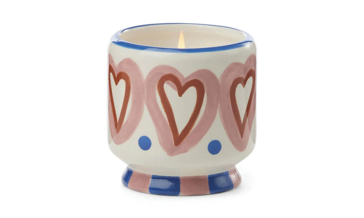 Hearts Ceramic Candle - Rosewood Vanilla