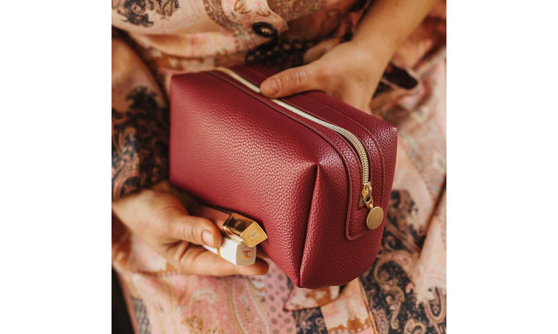 Leather-Look Burgundy Cosmetic Bag