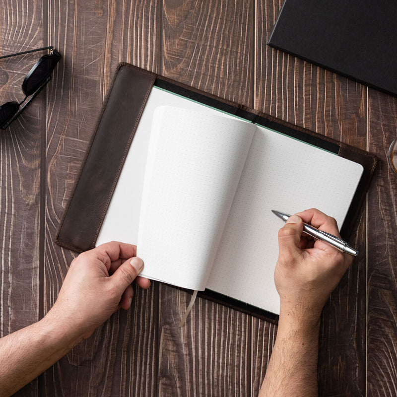 Mens Personalised A5 Leather Notebook Holder