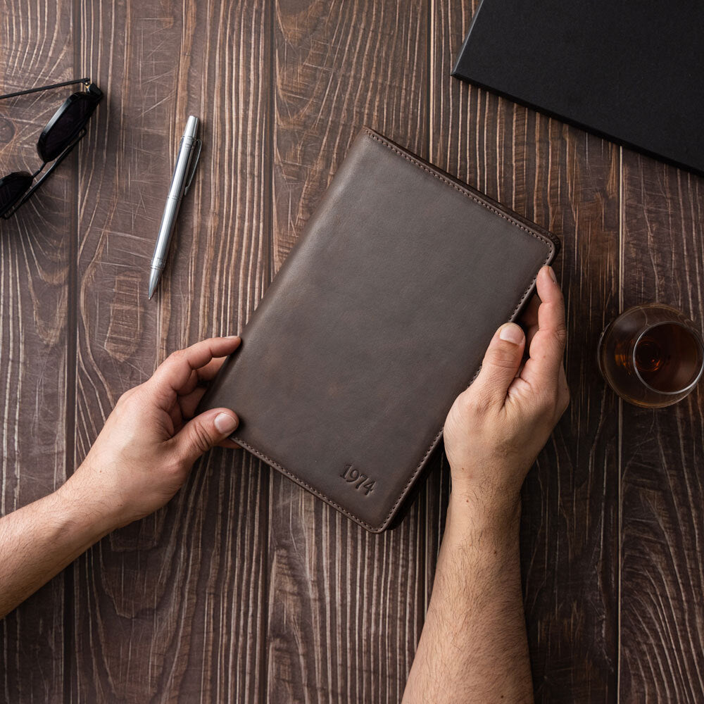Mens Personalised A5 Leather Notebook Holder
