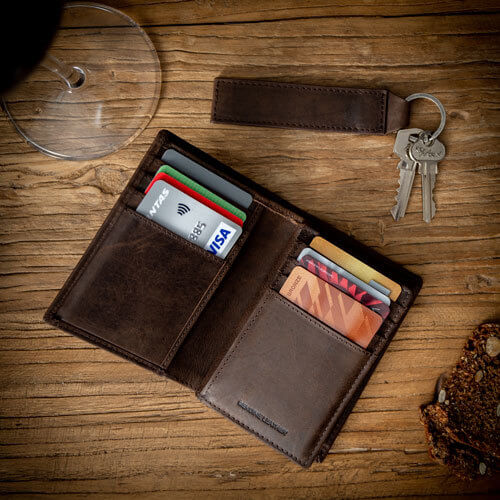 Mens Personalised Portrait Leather Wallet & Keyring