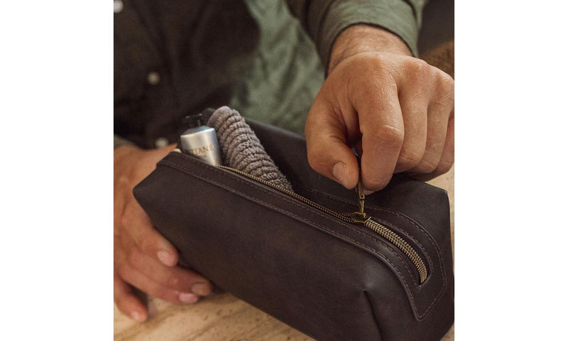 Mens Vegan Leather Toiletries Bag