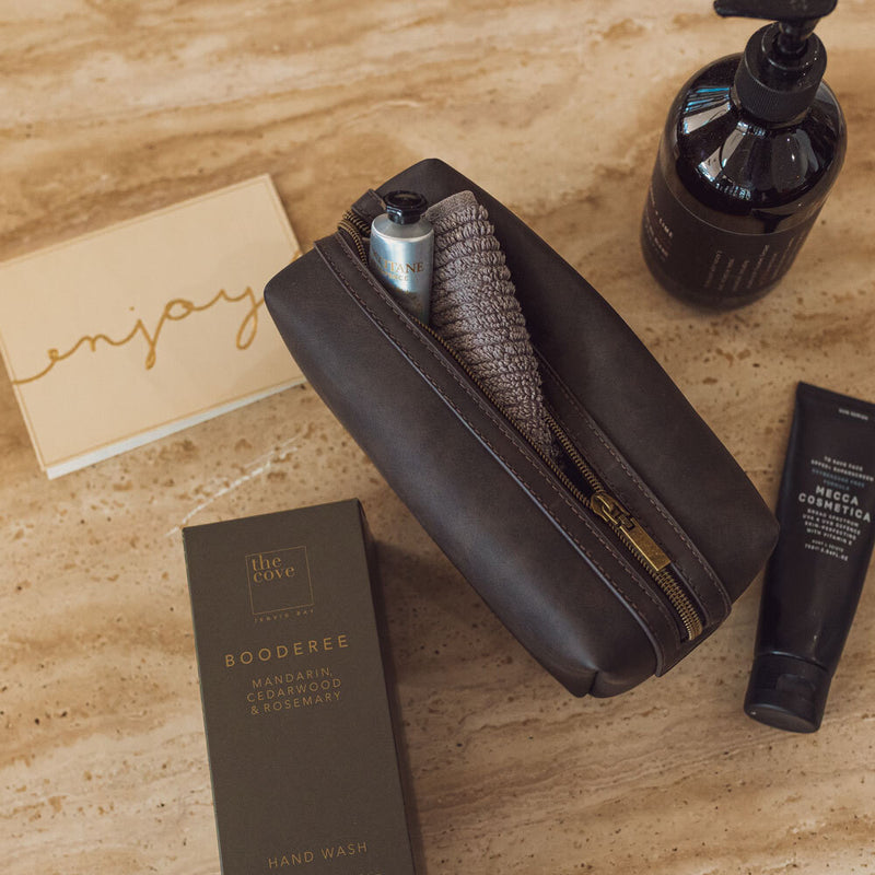 Mens Vegan Leather Toiletries Bag