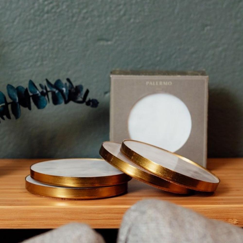 Palermo Home White Marble Coasters