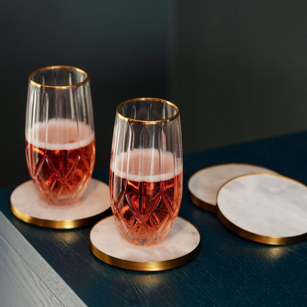 Palermo Home White Marble Coasters