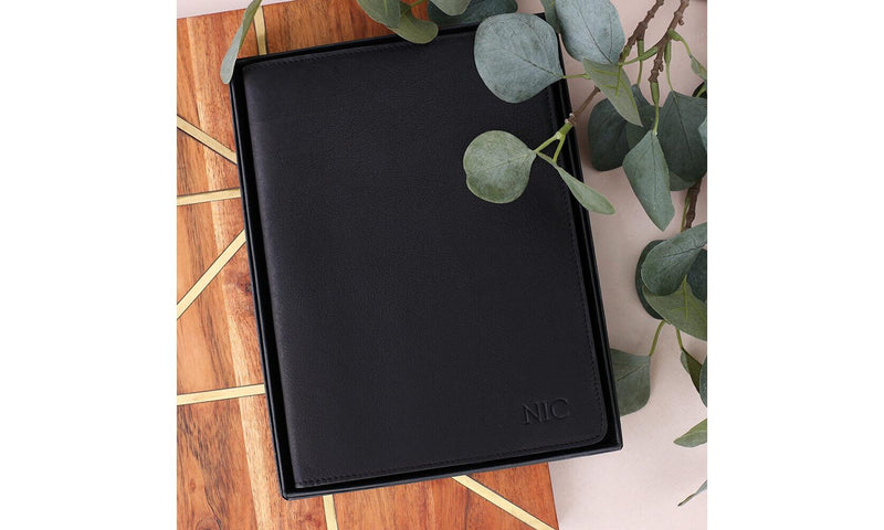 Personalised Black A5 Leather Notebook Holder