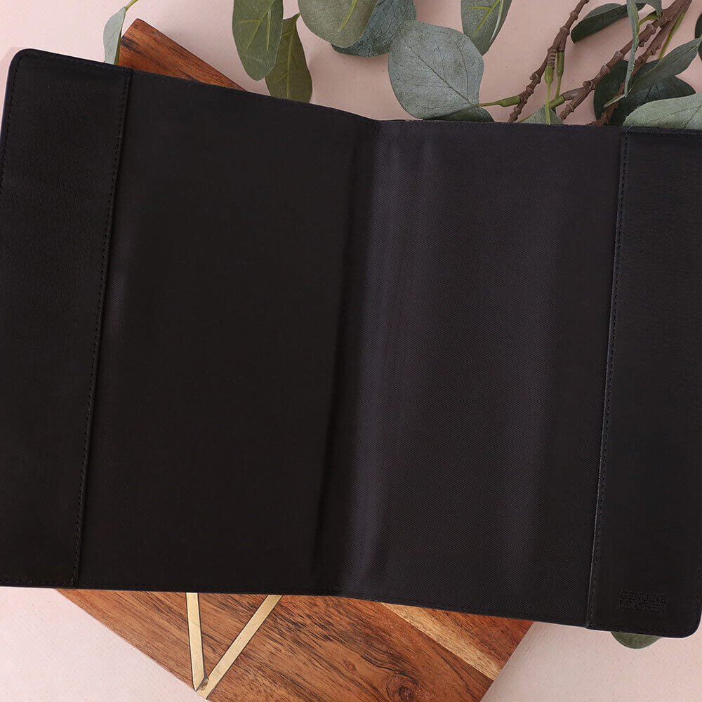 Personalised Black A5 Leather Notebook Holder