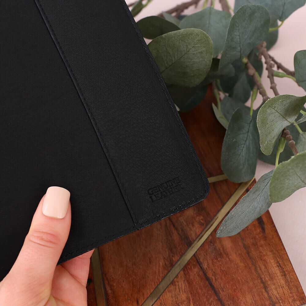 Personalised Black A5 Leather Notebook Holder