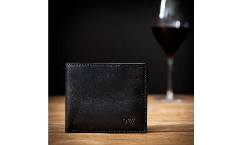 Personalised Black Leather Billfold Wallet