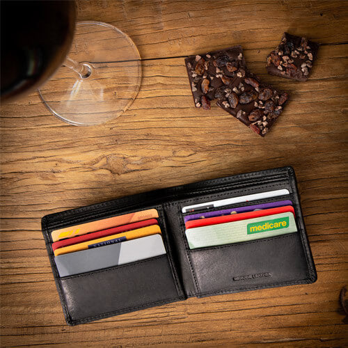 Personalised Black Leather Billfold Wallet